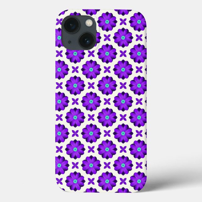 Lebhafte violette Blumen und Leaf-Motive Case-Mate iPhone Hülle (Rückseite)