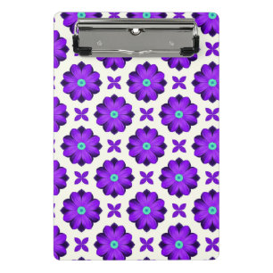 Lebhafte violette Blumen und Leaf-Motive Mini Klemmbrett