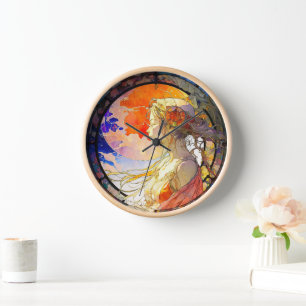 Lebhafte Wasserfarbe der Mauer Uhr