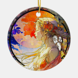 Lebhafte Wasserfarbe des Massivs Keramik Ornament