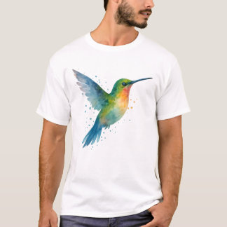 Lebhafte Wasserfarbe Hummingbird im Flug T-Shirt