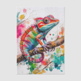 Lebhafte Wasserfarben Chameleon - Regenbogen Jungl Seidenpapier