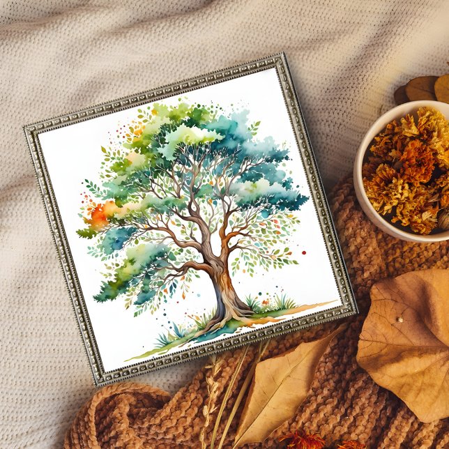 Lebhafte Wasserfarben der Seasons Tree Fotodruck (Von Creator hochgeladen)
