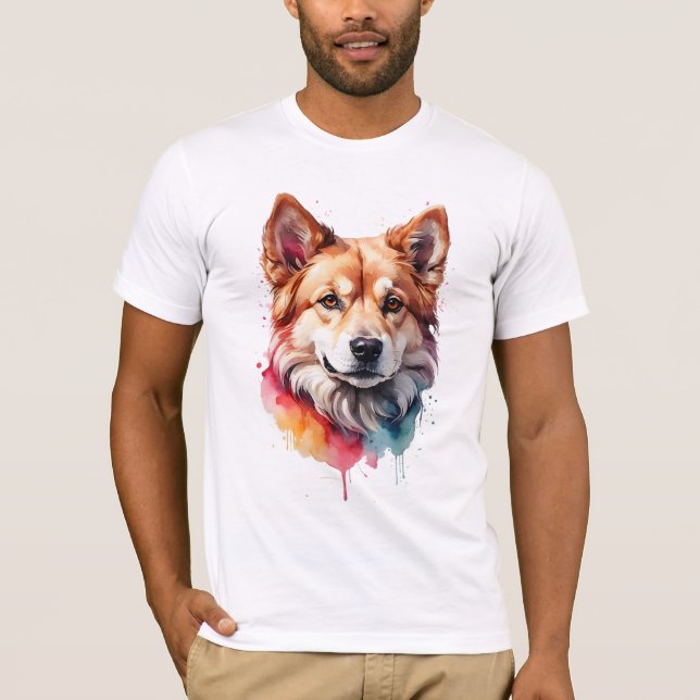 Lebhafte Wasserfarben - Hunde Loyal Art T-Shirt (Vorderseite)
