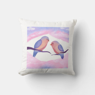 Lebhafte Wasserfarben Lovebirds, schicke Art Throw Kissen