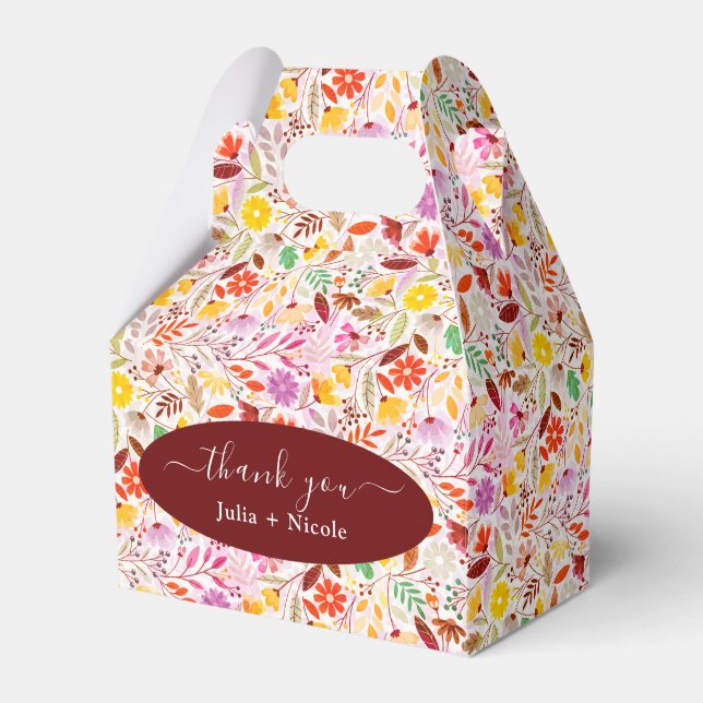 Lebhafte Wasserfarben Sommer-Tulip-Blume Hochzeit Geschenkschachtel (Vorderseite)