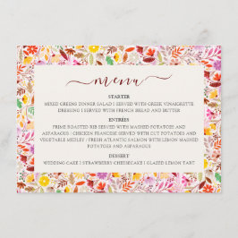 Lebhafte Wasserfarben Sommer-Tulip-Blume Hochzeit Menükarte