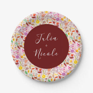 Lebhafte Wasserfarben Sommer-Tulip-Blume Hochzeit Pappteller