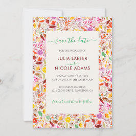 Lebhafte Wasserfarben Sommer-Tulip-Blume Hochzeit Save The Date