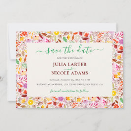 Lebhafte Wasserfarben Sommer-Tulip-Blume Hochzeit Save The Date
