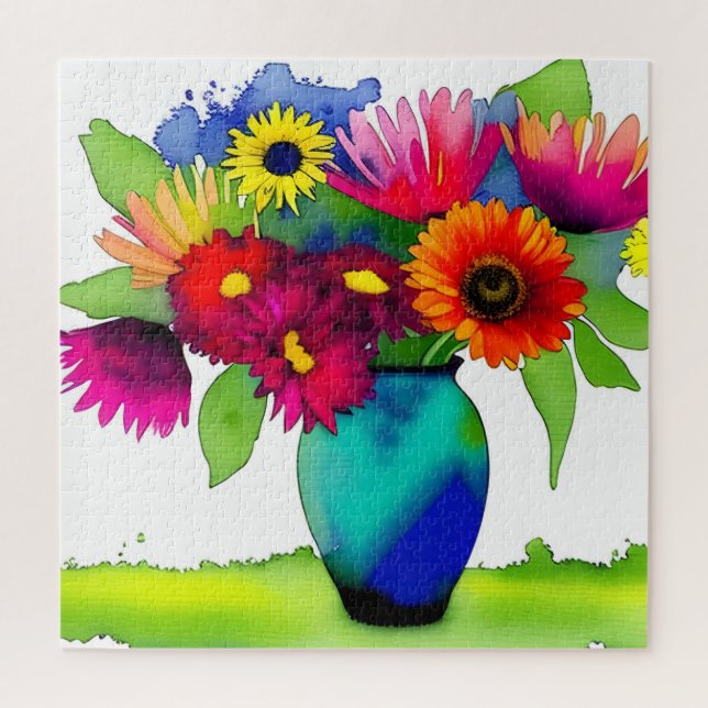 Lebhafte Wasserfarbenase und Blume Puzzle (Vertikal)