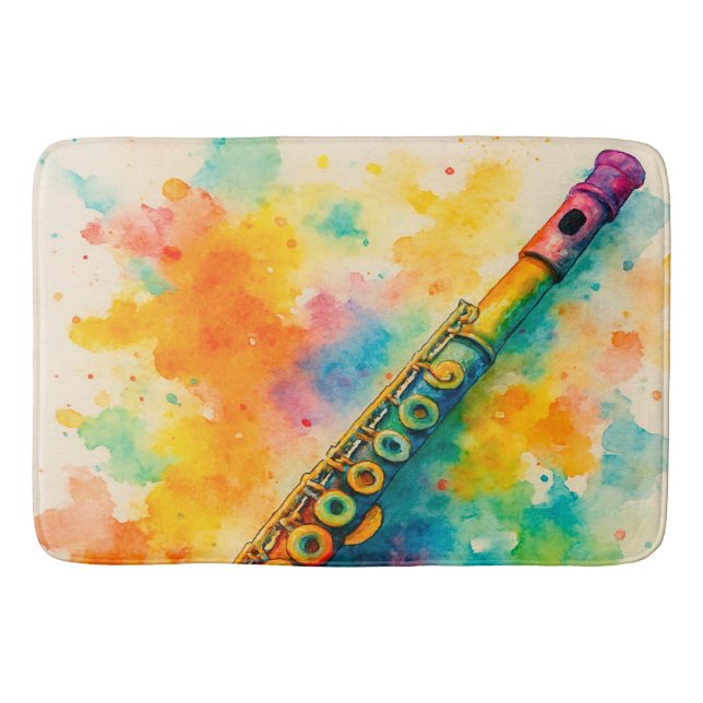 Lebhafte Wasserfarbenflute Badematte (Vorderseite)