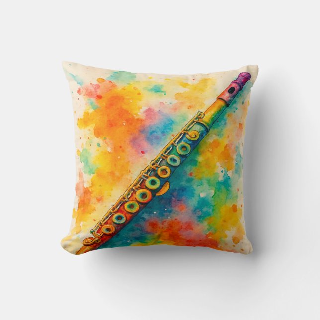 Lebhafte Wasserfarbenflute Kissen (Vorderseite)