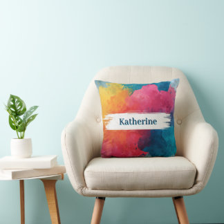 Lebhafte Wasserfarbenlackierung mit Individuelle N Kissen