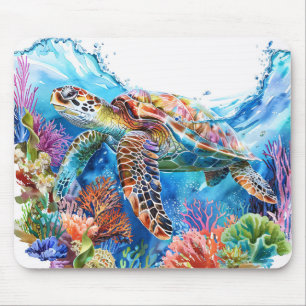 Lebhafte Wasserfarbenschildkröte Mousepad