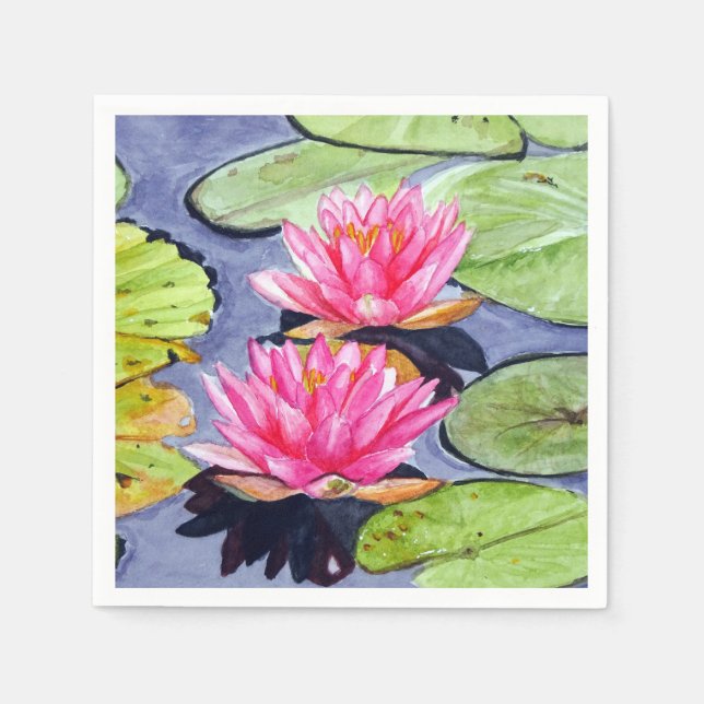 Lebhafte Wasserläufe am ruhigen Teich Serviette (Vorderseite)