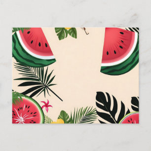 Lebhafte Wassermelone und Blume Postkarte