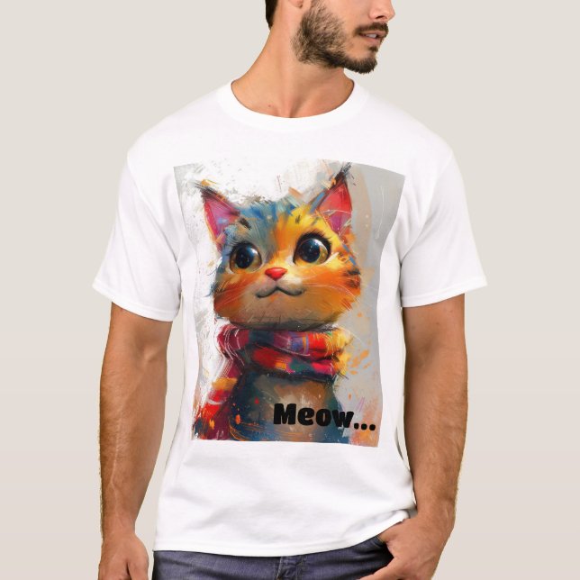 Lebhafte Whiskers: farbenfrohes Cat Art T-Shirt (Vorderseite)