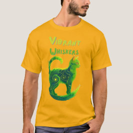 Lebhafte Whiskers: Hellgrüne und gelbe Katze Kunst T-Shirt
