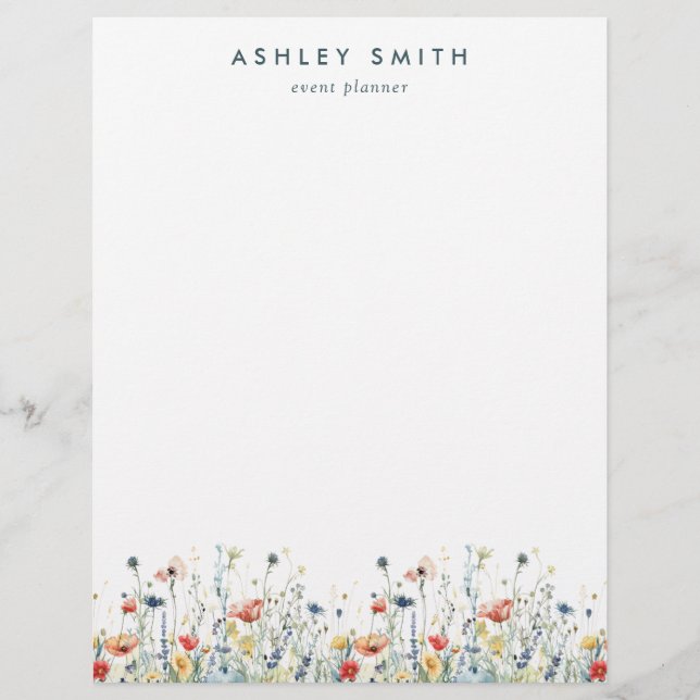 Lebhafte Wildblume Briefbogen (Vorderseite)