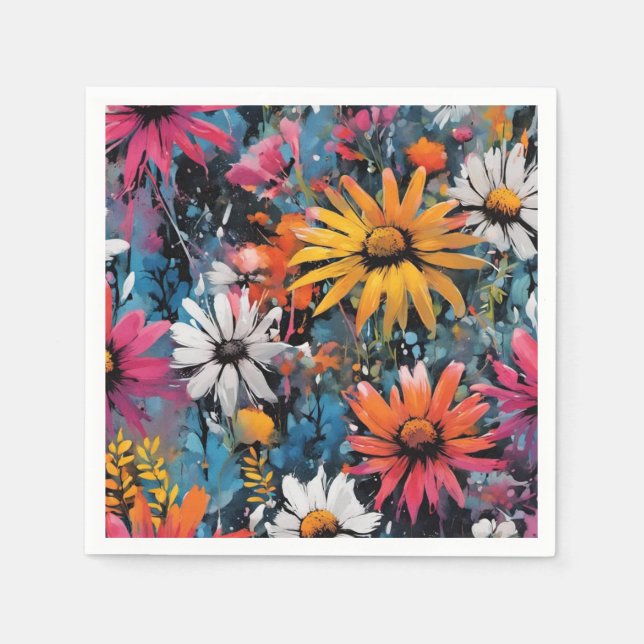 Lebhafte Wildblume drucken Serviette (Vorderseite)