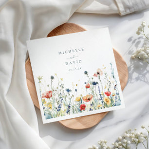 Lebhafte Wildblume Hochzeit Serviette