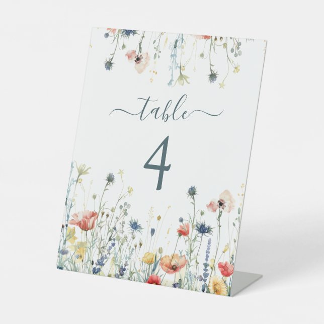 Lebhafte Wildblume Hochzeit Sockelschild (Vorderseite)