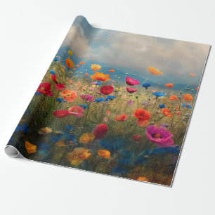 Lebhafte Wildblume Impressionist Decoupage Geschenkpapier