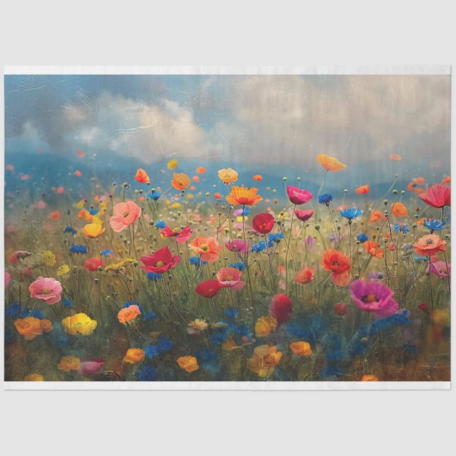 Lebhafte Wildblume Impressionist Decoupage Seidenpapier (Vorderseite)