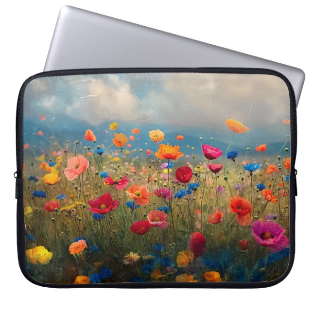 Lebhafte Wildblume Impressionist Laptopschutzhülle (Vorderseite)