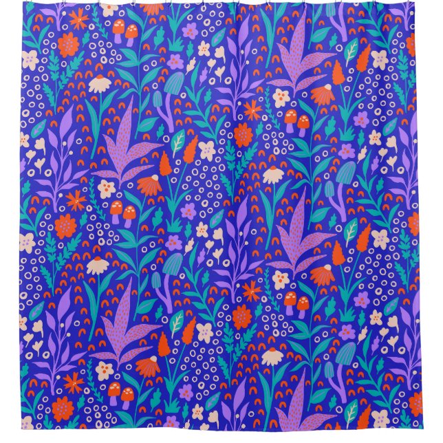 Lebhafte Wildblumen Duschvorhang (Vorderseite)