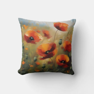 Lebhafte Wilde Poppies serene Field Kissen