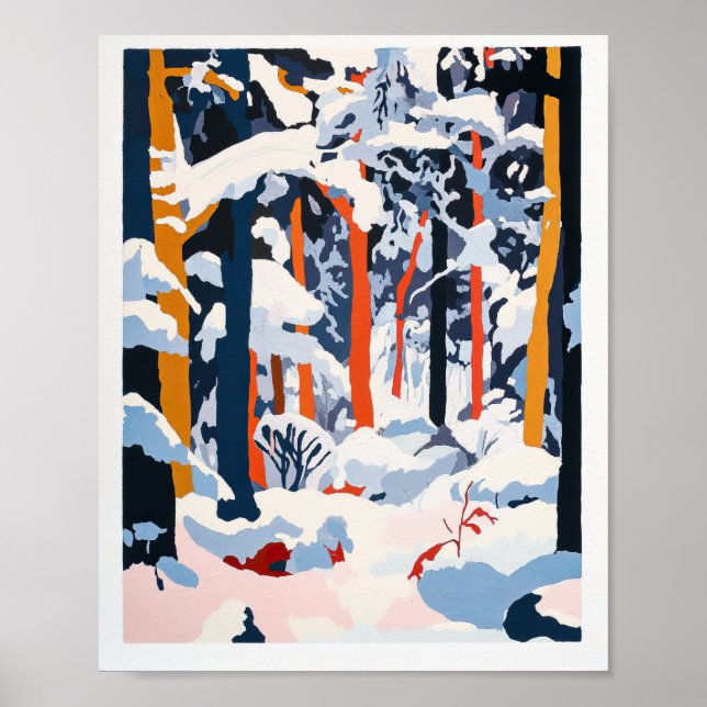 Lebhafte Winterlandschaft Schneewald - Weltkulture Poster (Vorne)