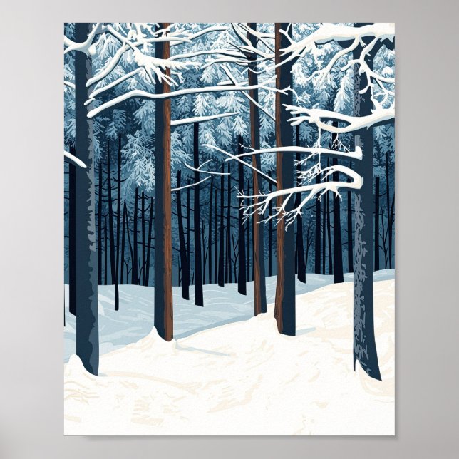 Lebhafte Winterlandschaft Schneewald - Weltkulture Poster (Vorne)