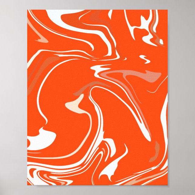 Lebhafte Wirbel der Orangen Abstraktion Poster (Vorne)