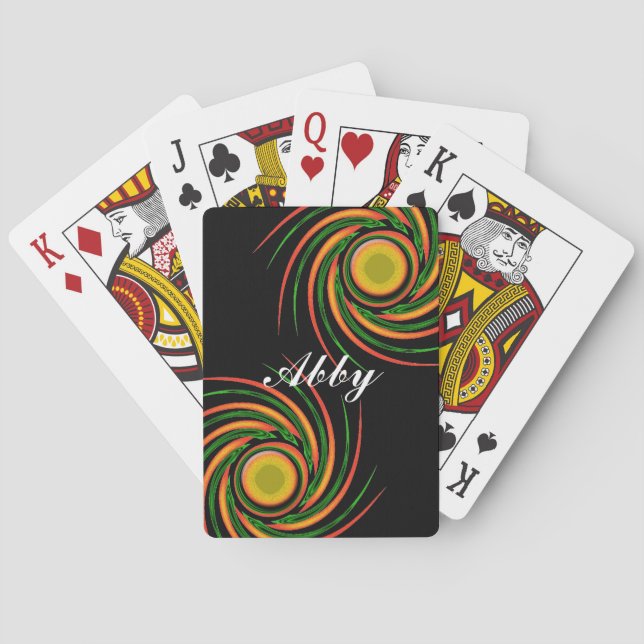 Lebhafte Wirbel Farbenfrohe Abstrakte Spiralen Spielkarten (Rückseite)