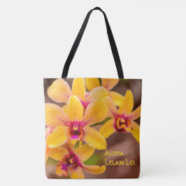Lebhafte Yellow Orchid Hawaiian Monogram Beach Bag
