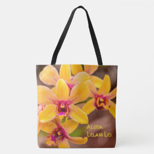 Lebhafte Yellow Orchid Hawaiian Monogram Beach Bag