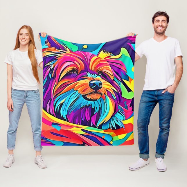 Lebhafte Yorkie Pop Art Fleecedecke (Beispiel)