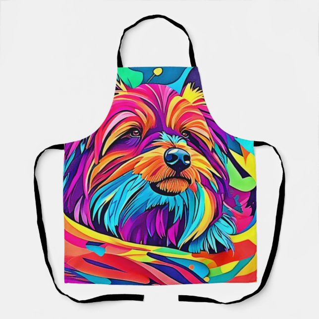 Lebhafte Yorkie Pop Art Schürze (Vorderseite)