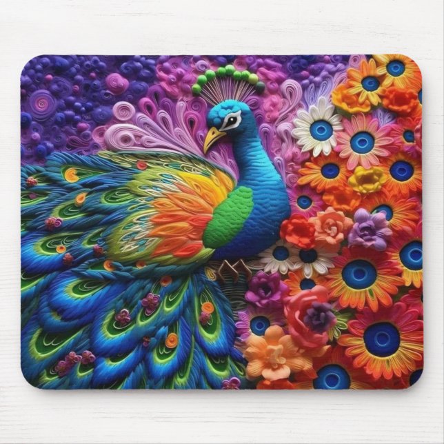 Lebhafter 3D-Peacock Mousepad (Vorne)