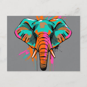 Lebhafter Abstrakter Elefant mit fett Aquamarin Postkarte