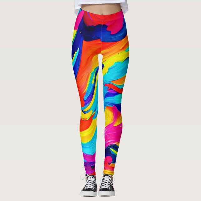 Lebhafter Abstrakter Farbfluss Leggings (Vorderseite)
