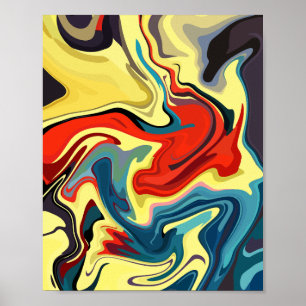 Lebhafter Abstrakter Fluss mit gelben und roten Hi Poster