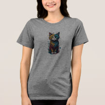 Lebhafter abstrakter Katzenkunst-T - Shirt - perfe