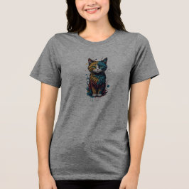 Lebhafter abstrakter Katzenkunst-T - Shirt - perfe