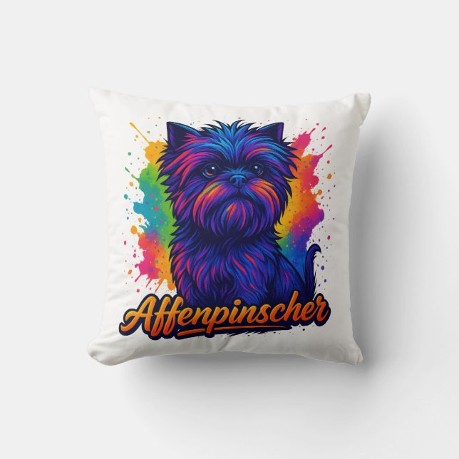 Lebhafter Affenpinscher Pop Kunstmuseum Monte San  Kissen (Vorderseite)