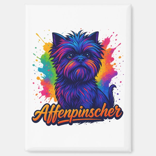 Lebhafter Affenpinscher Pop Kunstmuseum Monte San  Magnet (Vorderseite)