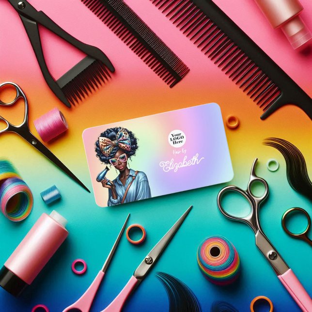 Lebhafter afrozentrischer Black Woman Salon Brandi Visitenkarte (Vibrant Afrocentric Black Woman Salon Branding Bus Business Card)