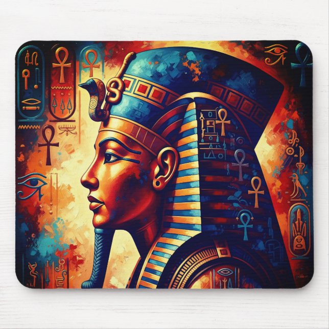 Lebhafter ägyptischer Pharao Portrait Mouse Pad Mousepad (Vorne)